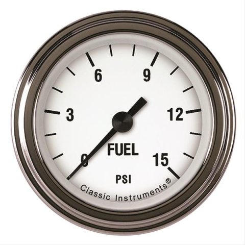 Classic Instruments White Hot Series Gauges WH145SLF Fuel Pressure Gauge, WHITE HOT 2" FUEL PRS 15psi ELECTR, FULL SWEEP