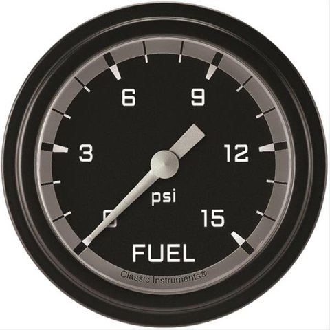 Classic Instruments Auto Cross Gray Series Gauges AX345GBLF Gauge, Series, Fuel Pressure, 0-15 psi, 2 5/8 in., Low Step Bezel, Analog, Electrical, Each