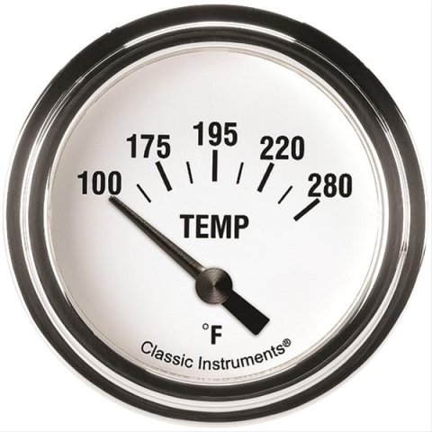 Classic Instruments White Hot Series Gauges WH226SLF-06 Gauge, Series, Water Temperature, 100-280 Degrees F, 2 5/8 in., Analog, Electrical, Each
