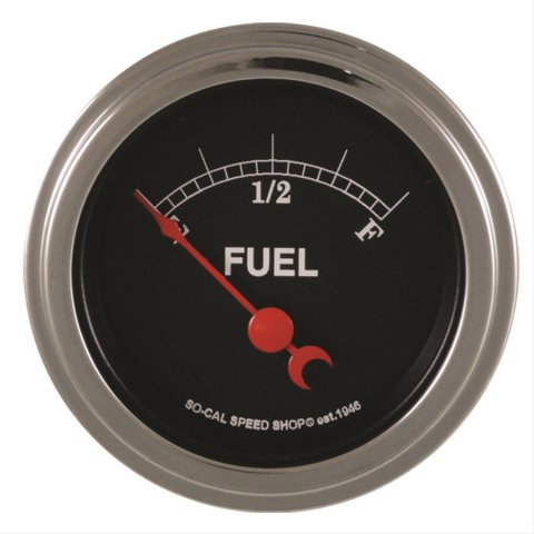 Classic Instruments So-Cal Series Gauges SC09SLC Gauge, Analog, Series, Fuel Level, Empty-Full, 2 1/8 in. Diameter, Black Face, 90 Degree Sweep, 240-33 Ohm, Each