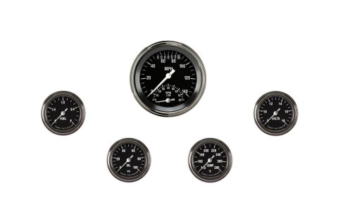 Classic Instruments Hot Rod Series Gauge Sets HR135SLF Set, Rod, 3 3/8 in. Speedometer Tachometer, 2 1/8 in. Fuel, Oil, Temp, Volts, Set of 6