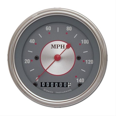 Classic Instruments Silver Series Speedometers SS55SLF Speedometer, Series, 3 3/8 in. Diameter, 0-140 mph, Analog, Electrical, Flat Face, Each