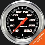 Classic Instruments Velocity Series Gauges VS329BAPF Gauge, Analog, Series, Stock Eliminator Temp, 40-220 Degrees F, 2 5/8 in. Diameter, Black Face, Full Sweep, Each thumbnail 1