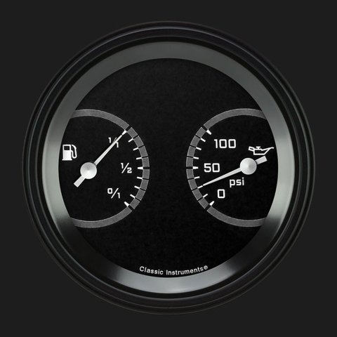 Classic Instruments Auto Cross Gray Series Gauge Sets AX72GBLF Gauges, AutoCross Gray, 3 3/8 in., Fuel Level, Oil Pressure, Black Low-Step Bezel, Flat Lens, Each