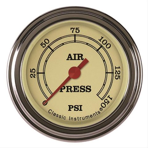 Classic Instruments Vintage Series Gauges VT118SLF Air Pressure Gauge, VINTAGE 2" AIR PR 150psi ELECTRIC, FULL SWEEP