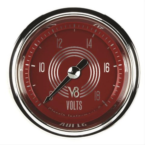 Classic Instruments V8 Red Steelie Series Gauges V8RS130SHC Volt Gauge, RED STEELIE 2" VOLT FULL SWEEP