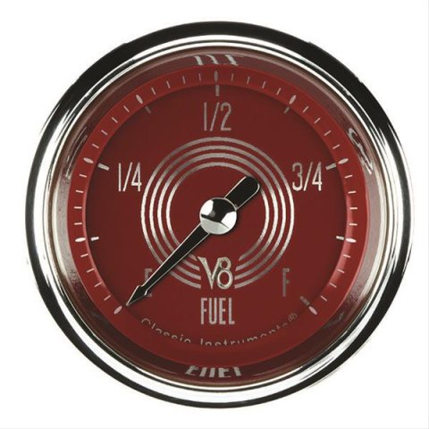 Classic Instruments V8 Red Steelie Series Gauges V8RS109SHC Fuel Gauge, RED STEELIE 2" FUEL PROGRAMMABLE, FULL SWEEP