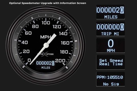 Classic Instruments Auto Cross Gray Series Gauge Sets AX04GBLF Gauges, AutoCross Series, 3 3/8 in., Speedometer, Water Temp, Oil Pressure, Voltmeter, Fuel Level, Black Low-Step Bezel, Flat Lens, Kit thumbnail 2