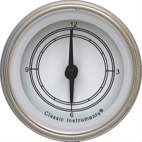 Classic Instruments White Series Gauges CW90SLC Gauge, Series, Clock, 12 hours, 2 1/8 in., Face, Analog, Electrical, Each