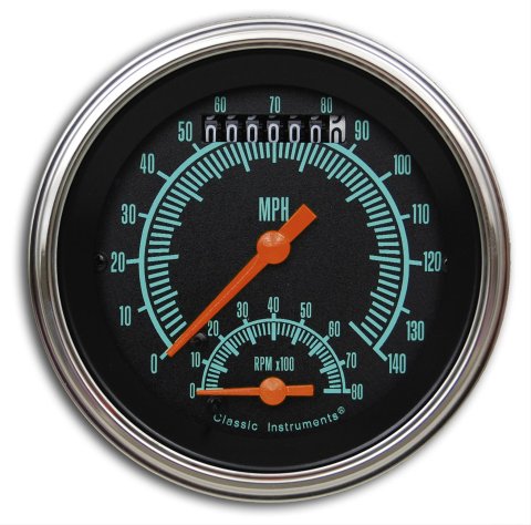 Classic Instruments G-Stock Series Gauge Sets GS20SLF Gauge, Series, Dual, Speedometer, Tachometer, 3 3/8 in., Black Face, Analog, Electronic, Each