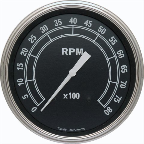 Classic Instruments Traditional Series Tachometers TR71SLF Gauge, Series, Tachometer, 0-8,000 rpm, 5 in., Black Face, Analog, Electrical, Each