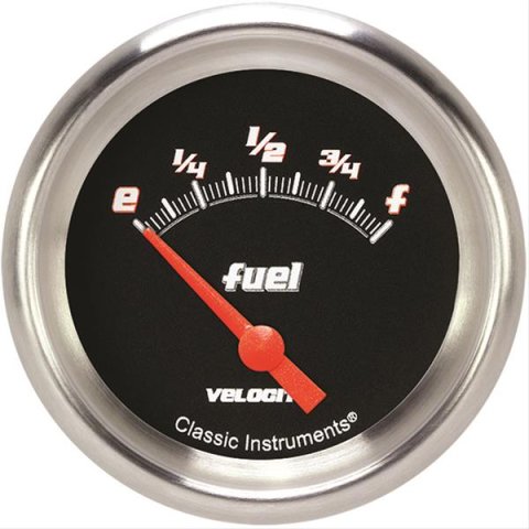 Classic Instruments Velocity Series Gauges VS209BAPF Gauge, Black Series, Fuel Level, Empty/Full, 240 Ohms/33 Ohms, 2 5/8 in., Performance Bezel, Analog, Electrical, Each
