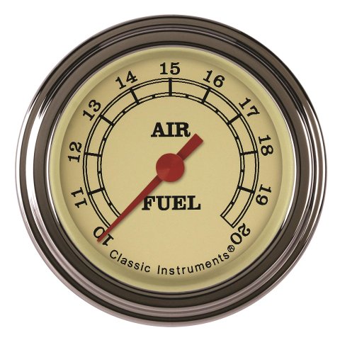 Classic Instruments Vintage Series Gauges VT194SLF Gauge, Analog, Series, Air/Fuel Ratio, 20-10:1, 2 1/8 in. Diameter, Tan Face, Full Sweep, Each