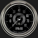 Classic Instruments V8 Speedster Series Tachometers V8SR383SLC Gauge, Series, Tachometer, 0-8,000 rpm, 2 5/8 in., Black Face, Analog, Each thumbnail 1