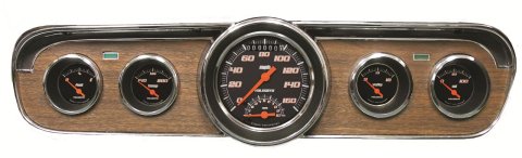 Classic Instruments 1965-66 Mustang Package Gauge Sets MU65VSB35 Gauges, Velocity Style, Speedometer, Tach, Water Temperature, Fuel Level, Black Face, Analog, Ford, Kit