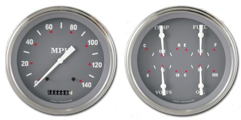 Classic Instruments SG Series Gauge Sets SG52SLC Gauges, SG, Speedometer, Water Temperature, Fuel Level, Voltmeter, 5 in., Gray Face, Analog, Electronic, Set