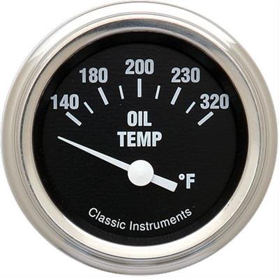 Classic Instruments Hot Rod Series Gauges HR28SLC Gauge, Series, Oil Temperature, 140-320 degrees F, 2 1/8 in., Black Face, Analog, Electrical, Each