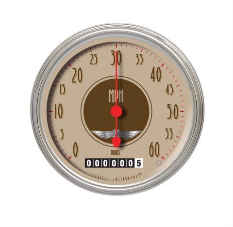 Classic Instruments All-American Nickel Series Speedometers LSAN Gauge, Series, Speedometer, 0-60 mph, 3 3/8 in., Face, Analog, Electrical, Each