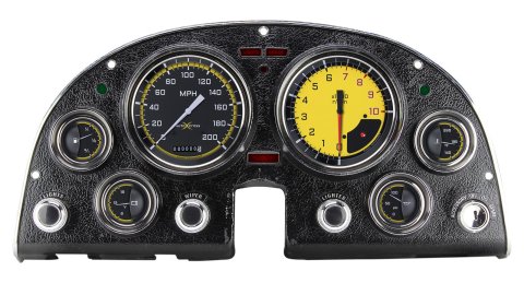 Classic Instruments 1963-67 Corvette Package Gauge Sets for 1953-1967 CORVETTE - CO63AXY Gauges, Auto Cross Style, Speedometer, Tach, Water Temperature, Black/Yellow Face, Analog, Chevy, Kit