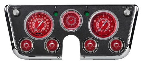 Classic Instruments 1967-72 Chevy Truck Package Gauge Sets CT67V8RS Kits, Truck, Analog, Speedometer, Tach, Fuel Level, Oil Pres., Volts, Water Temp., Clock, Red Face, Silver Numbers, Chevy, GMC, Kit