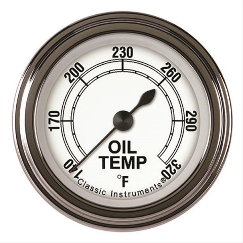 Classic Instruments White Series Gauges CW128SLF Oil temperature gauge, CLASSIC WHITE 2" OIL TEMP FULL SWEEP