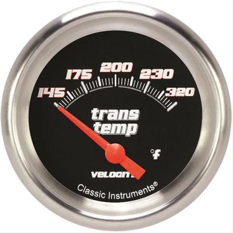 Classic Instruments Velocity Series Gauges VS227BAPF Gauge, Black Series, Transmission Temperature, 145-320 Degrees F, 2 5/8 in., Performance Bezel, Analog, Electrical, Each