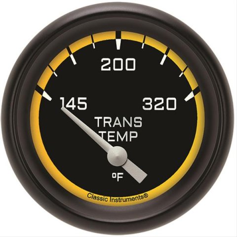 Classic Instruments Auto Cross Yellow Series Gauges AX227YBPF Gauge, Series, Transmission Temperature, 145-320 Degree F, 2 5/8 in., Performance Bezel, Analog, Electrical, Each