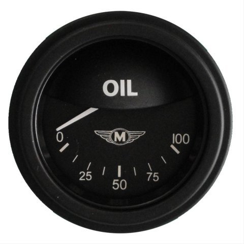Classic Instruments Moal Bomber Series Gauges MA81BLF Gauge, Series, Oil Pressure, 0-100 psi, 2 1/8 in., Black Face, Analog, Electrical, Each