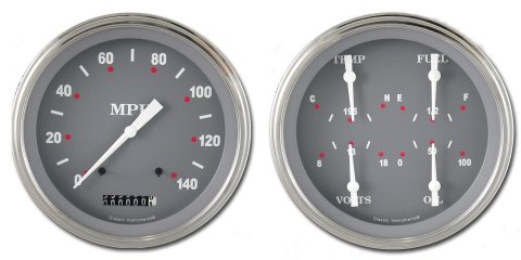 Classic Instruments 1947-53 Chevy Pickup Package Gauge Sets CT47SG52 Gauges, SG Style, Speedometer, Water Temperature, Oil Pressure, Fuel Level, Gray Face, Analog, Chevy, Kit