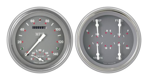 Classic Instruments 1951-53 Chevy Package Gauge Sets CH51SG62 Gauges, SG Style, Speedometer, Tach, Water Temperature, Oil Pressure, Voltage, Gray Face, Analog, Chevy, Kit