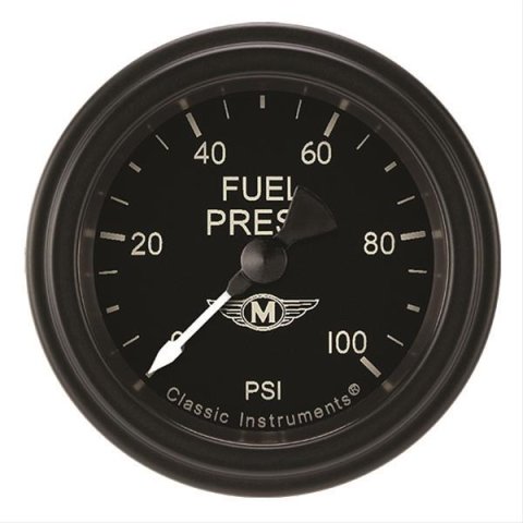 Classic Instruments Moal Bomber Series Gauges MA146BLF Fuel Pressure Gauge, MOAL FUEL PRES 100psi ELECTRIC FULL SWEEP
