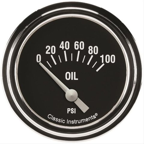 Classic Instruments Hot Rod Series Gauges HR281SLF Gauge, Series, Oil Pressure, 0-100psi, 2 5/8 in., Analog, Electrical, Each