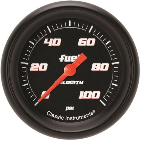 Classic Instruments Velocity Series Gauges VS346BBPF Gauge, Black Series, Fuel Pressure, 0-100 PSI, 2 5/8 in., Performance Bezel, Analog, Electrical, Each