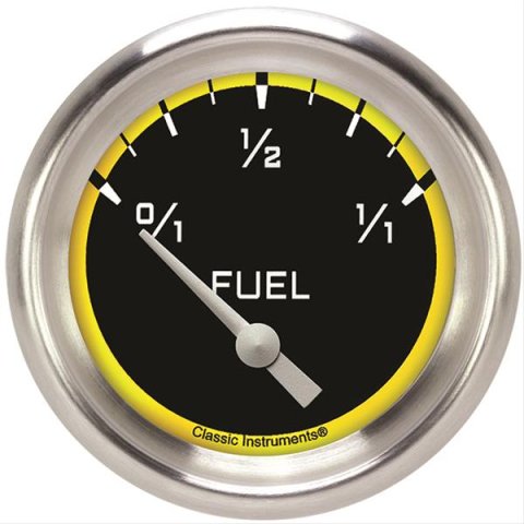 Classic Instruments Auto Cross Yellow Series Gauges AX212YAPF Gauge, Series, Performance Bezel, Fuel Level, Empty/Full, 0 Ohms/90 Ohms, 2 5/8 in., Analog, Electrical, Each
