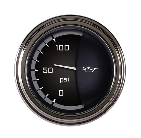 Classic Instruments Auto Cross Gray Series Gauges AX81GSLF Gauge, AutoCross Gray, Oil Pressure, 0-100 psi, 2 1/8 in., Black/Grey Face, Stainless Low Step Bezel, Flat Lens, Each