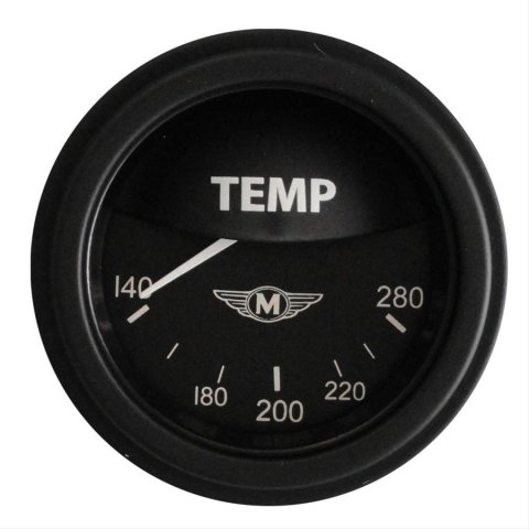 Classic Instruments Moal Bomber Series Gauges MA26BLF Gauge, Series, Water Temperature, 140-280 degrees F, 2 1/8 in., Black Face, Analog, Electrical