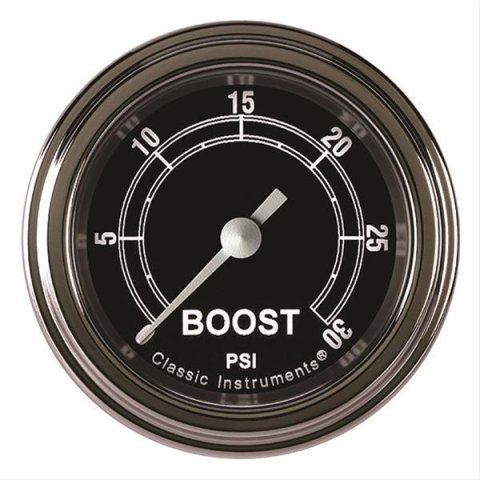 Classic Instruments Traditional Series Gauges TR142SLF Boost Gauge, TRADITIONAL 2" BOOST, 30psi ELECT, FULL SWEEP