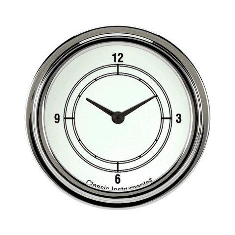 Classic Instruments White Series Gauges CW92SLF Gauge, Analog, Series, Clock, 12 Hour, 2 5/8 in. Diameter, Face, Full Sweep, Each