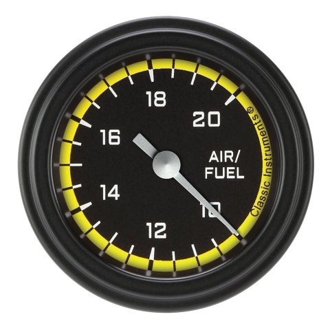 Classic Instruments Auto Cross Yellow Series Gauges AX194YBLF Gauges, Series, Air/Fuel Ratio - Wideband, 10:1-20:1 Air/Fuel Ratio, Analog, Electrical, 2 1/8 in., Black Face, White Numbers, Each