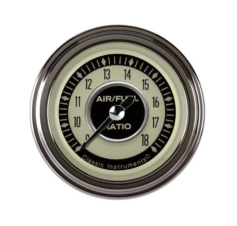 Classic Instruments Nostalgia VT Series Gauges NT194SLC Gauge, Series, Air/Fuel Ratio, 10:1-20:1, 2 1/8 in., Beige Face, Stainless Low Step Bezel, Curved Lens, Each