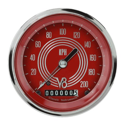 Classic Instruments Gauges V8RS59SHC V8 RD STEELIE 3IN SPEEDO 200 KPH