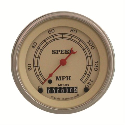 Classic Instruments Vintage Series Speedometers VT55SLF Speedometer, Series, 3 3/8 in. Diameter, 0-140 mph, Analog, Electrical, Flat Face, Each