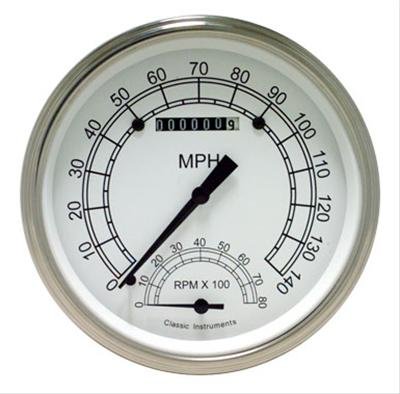 Classic Instruments White Series Gauge Sets CW50SLF Gauges, White, Speedometer, Tachometer, Face, Polished Bezel, Kit