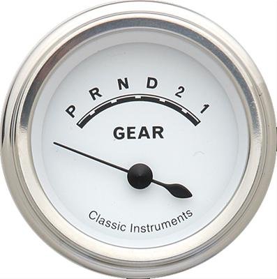 Classic Instruments Gear Selector Gauges CW07SLC Gauge, Selector, Round, Dash Mount, 2 1/8 in., White Face, Polished Bezel, without Overdrive, Each