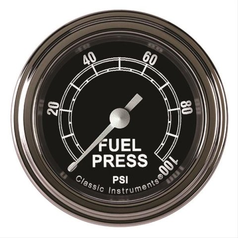 Classic Instruments Traditional Series Gauges TR146SLF Fuel Pressure Gauge, TRADITIONL 2" FUEL PRES 100psi ELEC FULL SWEEP