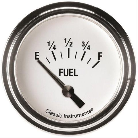 Classic Instruments White Hot Series Gauges WH209SLF Gauge, Series, Fuel Level, Empty/Full, 240 Ohms/33 Ohms, 2 5/8 in., Analog, Electrical, Each