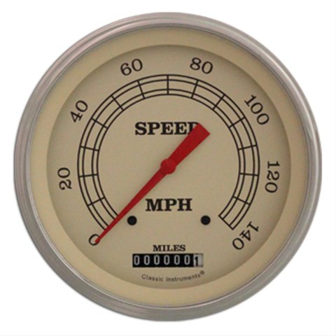 Classic Instruments Vintage Series Speedometers VT56SLF Speedometer, Series, 5 in. Diameter, 0-140 mph, Analog, Electrical, Flat Face, Each