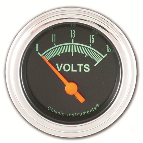 Classic Instruments G-Stock Series Gauges GS30SLF Gauge, Series, Voltmeter, 8-18 V, 2 1/8 in., Black Face, Analog, Electrical, Each
