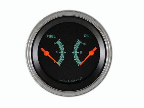 Classic Instruments G-Stock Series Gauge Sets GS72SLC Gauge, G-Stock, Dual, Oil Pressure, 0-100 psi, Fuel Level, Empty-Full, 3 3/8 in., Analog, Electronic, Kit