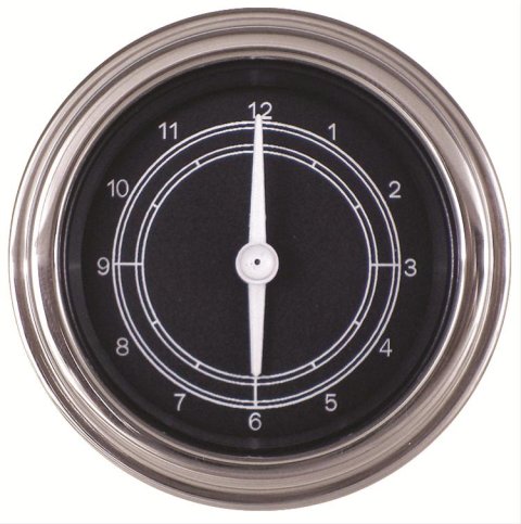 Classic Instruments Traditional Series Gauges TR90SLF Gauge, Series, Analog, Clock, 12 hours, 2 1/8 in. Diameter, Black Face, Electrical, Each